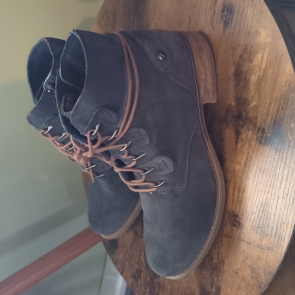 Women's Navy Suede Boots - Picture 1 of 2